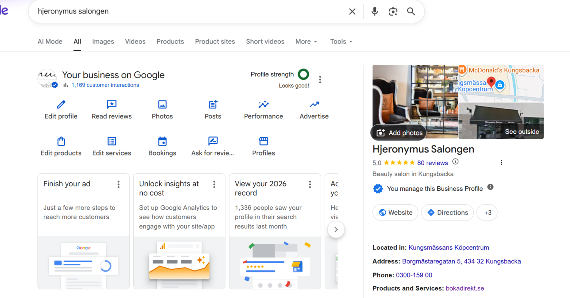 Hjeronymus Salongen — Google Business Profile med 80 recensioner och 5,0 stjärnor
